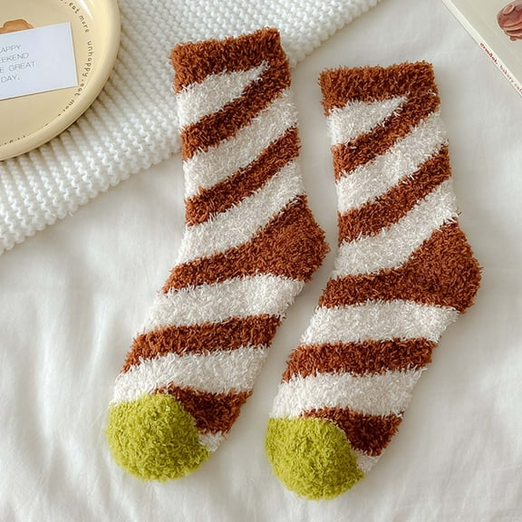 IDALL Christmas Stockings Ankle Socks Womens Fuzzy Socks Slipper Winter Comfy Cozy Socks Cabin Warm Home Socks,Christmas Candy Socks Fuzzy Socks Warm Socks for Women Clearance Sale E One Size
