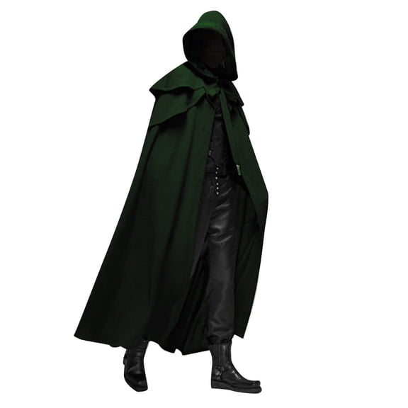 IDALL Cloak Hoodie Cloak with Hood Party Medieval Multicolor Cape Gothic Long Hooded Cape Poncho Green 4XL