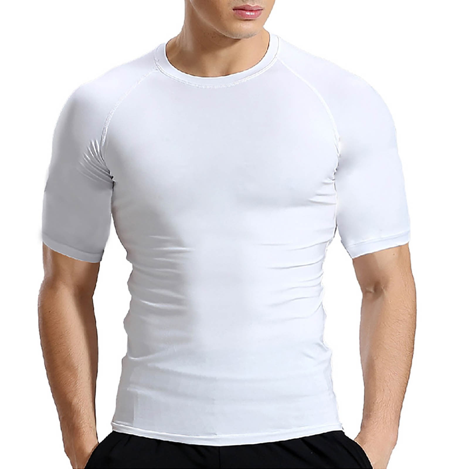 IDALL Compression Shirt Men Camisas Para Hombres Mens Undershirts Quick Drying Tights Sweat Basketball Training Sports Wear Fitness Top Workout Shirts for Men White S Walmart
