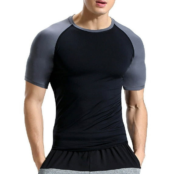 IDALL Compression Shirt Men Camisas Para Hombres Mens Undershirts Quick Drying Tights Sweat Basketball Training Sports Wear Fitness Top Workout Shirts for Men Dark Gray 3Xl