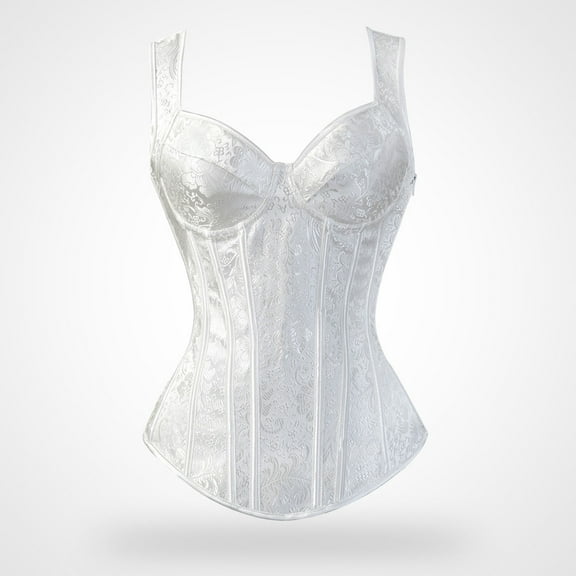 IDALL Corset Tops for Women Shapewear Tummy Control Corset Top Gothic Bustier Cincher Underbust Vest Tank Top Embroidery Top Top Tummy Control Shapewear Shapewear White M