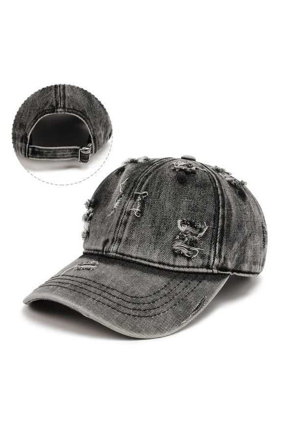 Cowboy Hat Baseball Cap Women Men Ripped Distressed Denim Baseball Cap Trucker Hat Adjustable Hip Hop Hat Sun Hat Trucker Hat Sun Hats Black One Size