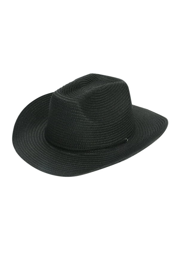 Cowboy Hat Straw Hat Male Summer Vintage Western Cowboy Hat Solid Drawstring Sunscreen Beach Weave Hat Western Hat Summer Hats Black One Size