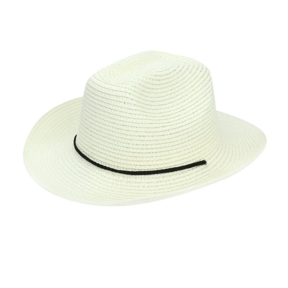 IDALL Cowboy Hat Straw Hat Male Summer Vintage Western Cowboy Hat Solid Drawstring Sunscreen Beach Weave Hat Western Hat Summer Hats White One Size