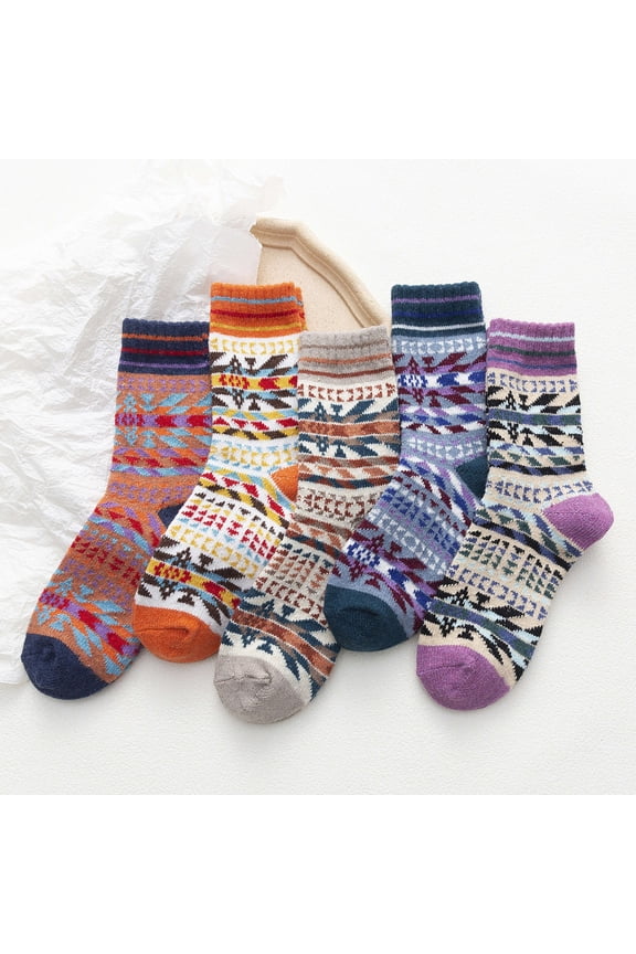 Crew Socks Running Socks Cold Socks Vintage Soft Socks Womens 5 Winter Warm Pack Wool Knit Socks Ankle Socks Socks for Women Multi-color One Size
