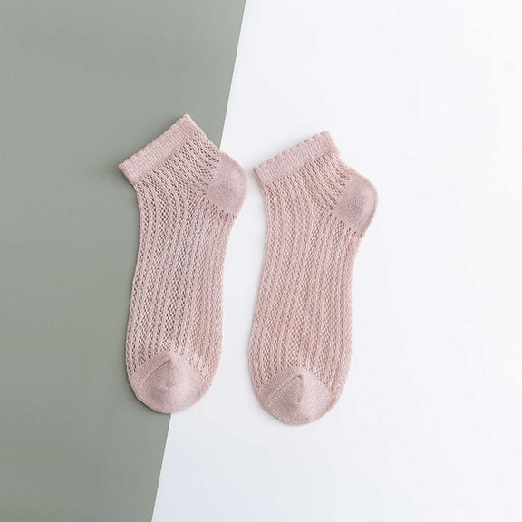 IDALL Crew Socks for Women Ankle Socks Women's Solid Color Light Mesh Breathable And Comfortable Spring And Summer Thin Short Socks Running Socks Socks for Women Pink A