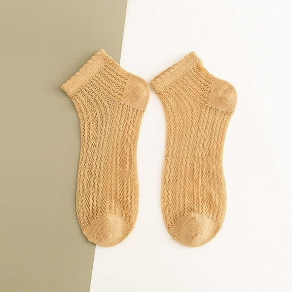 IDALL Crew Socks for Women Ankle Socks Women's Solid Color Light Mesh Breathable And Comfortable Spring And Summer Thin Short Socks Running Socks Socks for Women Yellow A