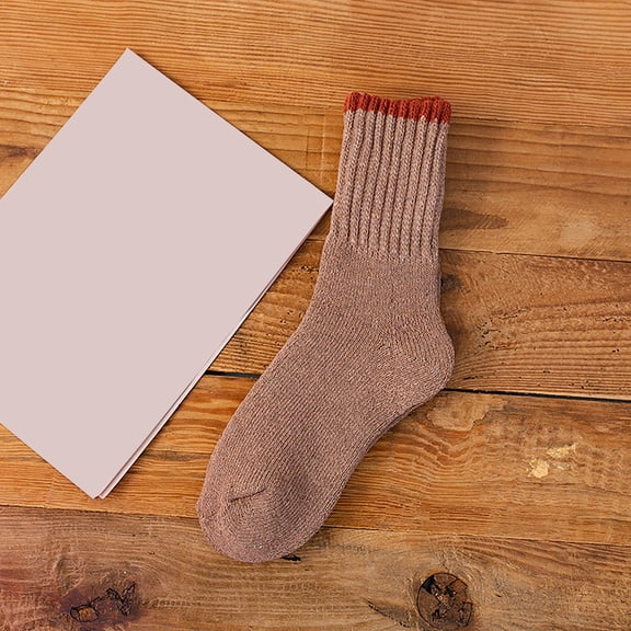 IDALL Crew Socks for Women Running Socks Women's Plush And Thickened Warm Rabbit Wool Socks With Cuffed Bars And Short Socks Cute Socks Socks for Women Khaki One Size