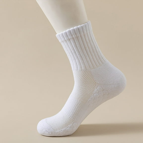 IDALL Crew Socks for Women Running Socks Women's Solid Color Multi Color Breathable Plush And Thick Insulation Socks Wool Socks Socks for Women White One Size