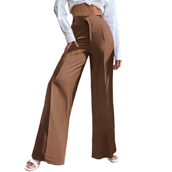 IDALL Dress Pants Women High Waisted Pants Border Operation Strategy For New European And American Border Commuting High Waist Drape Straight Leg Pants Work Pants Women Lounge Pants Women Brown L