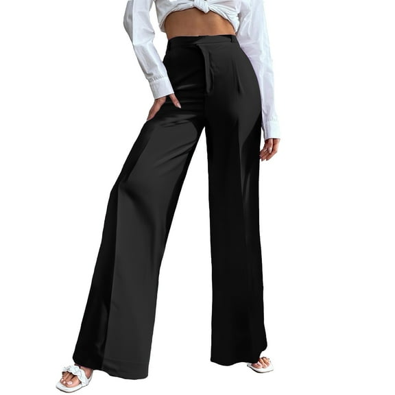 IDALL Dress Pants Women High Waisted Pants Border Operation Strategy For New European And American Border Commuting High Waist Drape Straight Leg Pants Work Pants Women Lounge Pants Women Black L