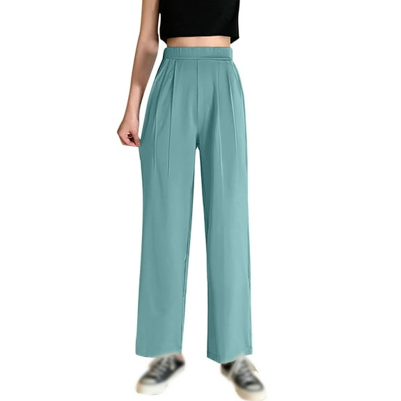 IDALL Dress Pants Women Work Pants Women 2025 New Women's High Waisted Straight Leg Casual Trousers Lounge Pants Women Baggy Pants Green L