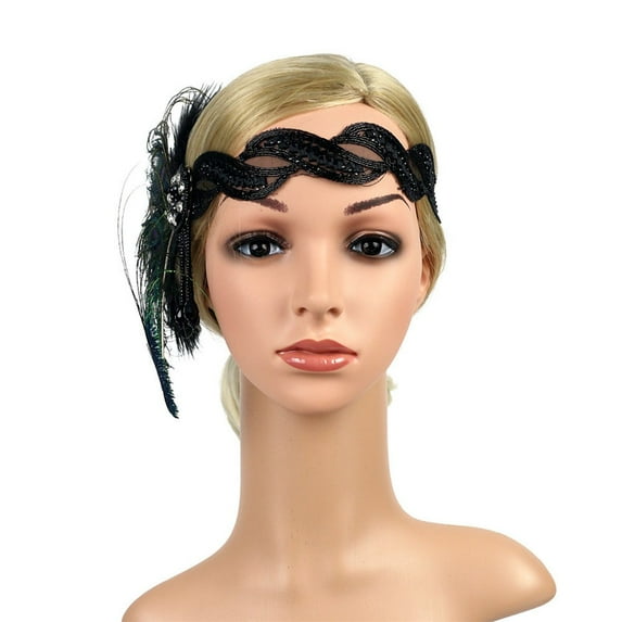 IDALL Fascinators Hats Tea Party Hats 1920s Headpiece Feather Flapper Headband Great Gatsby Headdress Vintage Party Hats Fascinator Headband Green One Size