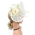 thumbnail image 1 of IDALL Fascinators Hats Tea Party Hats 2023 Fascinator Hat Flower Feather Mesh Tea Party Hairband For Women Party Hats Fascinator Headband White 2 One Size, 1 of 3