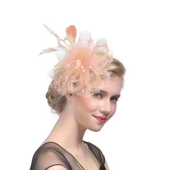IDALL Fascinators Hats Tea Party Hats Hat For Women Tea Party Headband Wedding Flower Cocktail Mesh Feathers Hair Clip Party Hats Fascinator Headband Beige One Size