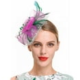thumbnail image 1 of IDALL Fascinators Hats Tea Party Hats Hat For Women Wedding Flower Cocktail Mesh Feathers Hair Clip Tea Party Headband Party Hats Fascinator Headband Hot Pink One Size, 1 of 5