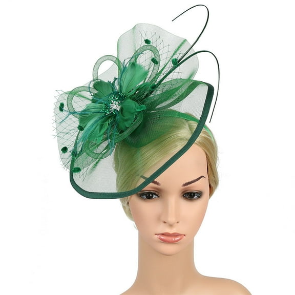 IDALL Fascinators Hats Tea Party Hats Women Girl Fascinators Hair Clip Hairpin Hat Feather Cocktail Wedding Tea Party Party Hats Fascinator Headband Green One Size