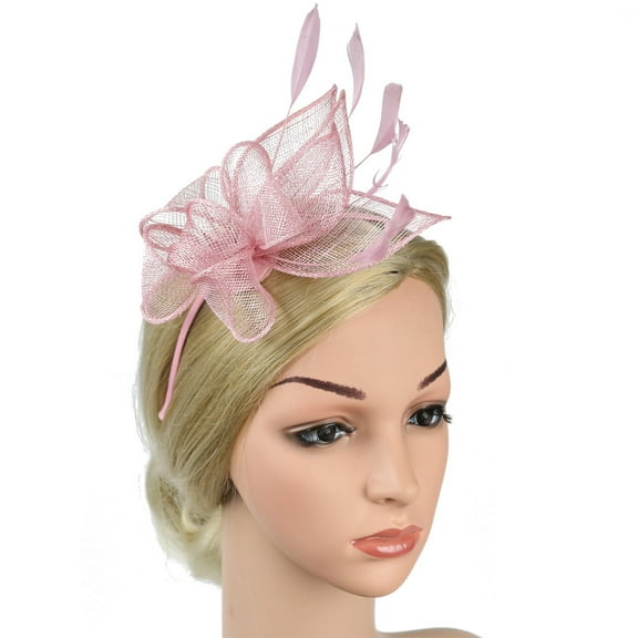 IDALL Fascinators Hats Tea Party Hats Women's Elegant Hat Strap Flower Feather Party Hat Hair Clip Headband Accessory Party Hats Fascinator Headband Pink One Size