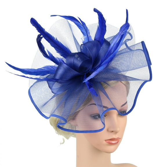 IDALL Fascinators Hats Tea Party Hats Women's Elegant Hat Strap Flower Feather Party Hat Hair Clip Headband Accessory Party Hats Fascinator Headband Blue One Size