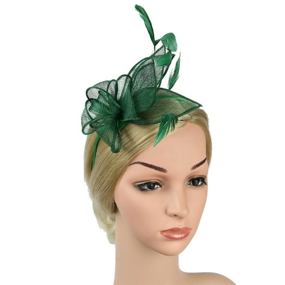 IDALL Fascinators Hats Tea Party Hats Women's Elegant Hat Strap Flower Feather Party Hat Hair Clip Headband Accessory Party Hats Fascinator Headband Green One Size