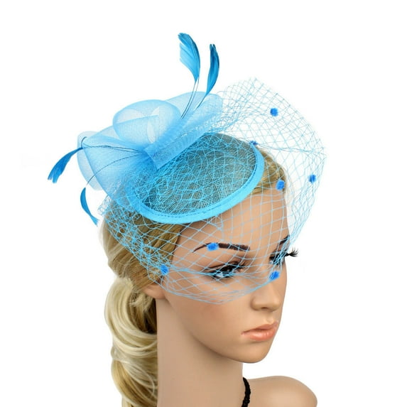 IDALL Fascinators Hats Tea Party Hats Women's Fascinators Hat Fashion Feathe Hat Cocktail Party Hat Hair Clip Headband Party Hats Fascinator Headband Blue One Size