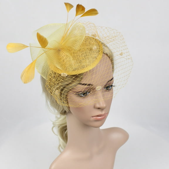 IDALL Fascinators Hats Tea Party Hats Women's Fascinators Hat Fashion Feathe Hat Cocktail Party Hat Hair Clip Headband Party Hats Fascinator Headband Gold One Size