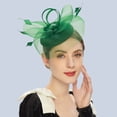 thumbnail image 1 of IDALL Fascinators Hats Tea Party Hats Women's Headwear Bride's Hair Accessories Wedding Bow Top Hat Flower Photo Shoot Feather Net Headwear Accessories Party Hats Fascinator Headband Green One Size, 1 of 3