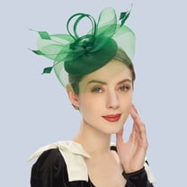 IDALL Fascinators Hats Tea Party Hats Women's Headwear Bride's Hair Accessories Wedding Bow Top Hat Flower Photo Shoot Feather Net Headwear Accessories Party Hats Fascinator Headband Green One Size