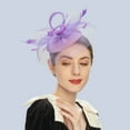 thumbnail image 1 of IDALL Fascinators Hats Tea Party Hats Women's Headwear Bride's Hair Accessories Wedding Bow Top Hat Flower Photo Shoot Feather Net Headwear Accessories Party Hats Fascinator Headband Purple One Size, 1 of 3