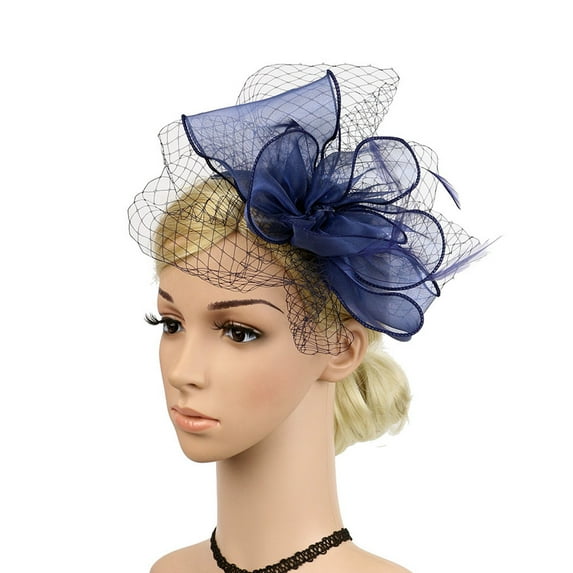 IDALL Fascinators Hats Tea Party Hats Women's Headwear Retro Party Party Dinner Headwear Flower Hat Bride Headwear European And American Headwear Flower Party Hats Fascinator Headband Navy One Size