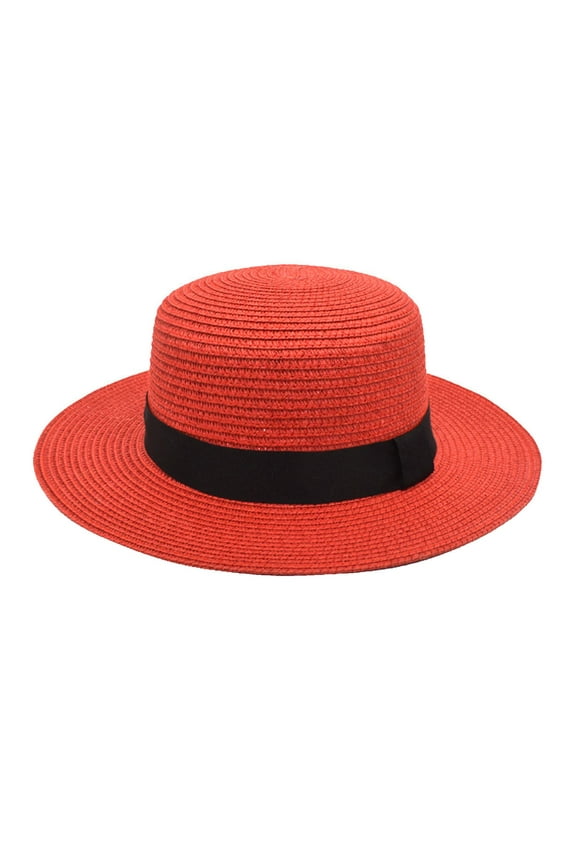 Fedora Hats for Men Visor Hats Mens And Womens Square Buckle Dome Panama Lafite Flat Top Straw Hat Summer Travel Sunshade Sun Hat Beach Big Brim Hat Summer Hats Western Hat Red One Size