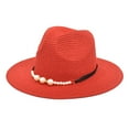 thumbnail image 1 of IDALL Fedora Hats for Men Visor Hats Spring And Summer Sunscreen Pearl Accessories Sun Hat Black Flat Brim Retro Jazz Top Hat Womens Straw Hat Summer Hats Western Hat Red One Size, 1 of 3