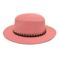 thumbnail image 1 of IDALL Fedora Hats for Men Visor Hats Summer Chain Flat Top Straw Hat Womens Outdoor Leisure Sunshade Hat Fashion Beach Top Hat Summer Hats Western Hat Pink One Size, 1 of 2
