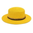 thumbnail image 1 of IDALL Fedora Hats for Men Visor Hats Summer Chain Flat Top Straw Hat Womens Outdoor Leisure Sunshade Hat Fashion Beach Top Hat Summer Hats Western Hat Yellow One Size, 1 of 2
