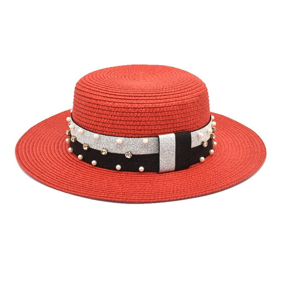 IDALL Fedora Hats for Men Visor Hats Sun Hat Travel Sun Protection Hat Korean Version Of The Big Brim Straw Hat Outdoor All Match Sun Hat Fisherman Hat Summer Hats Western Hat Red One Size