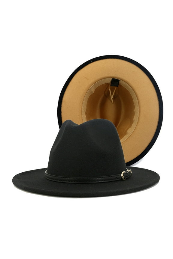 Fedora Hats for Men Visor Hats Two Tone Red Bottom Wide Wool Fedora Hat Panama Hat Casual Jazz Hats For Men Women Summer Hats Western Hat Brown One Size