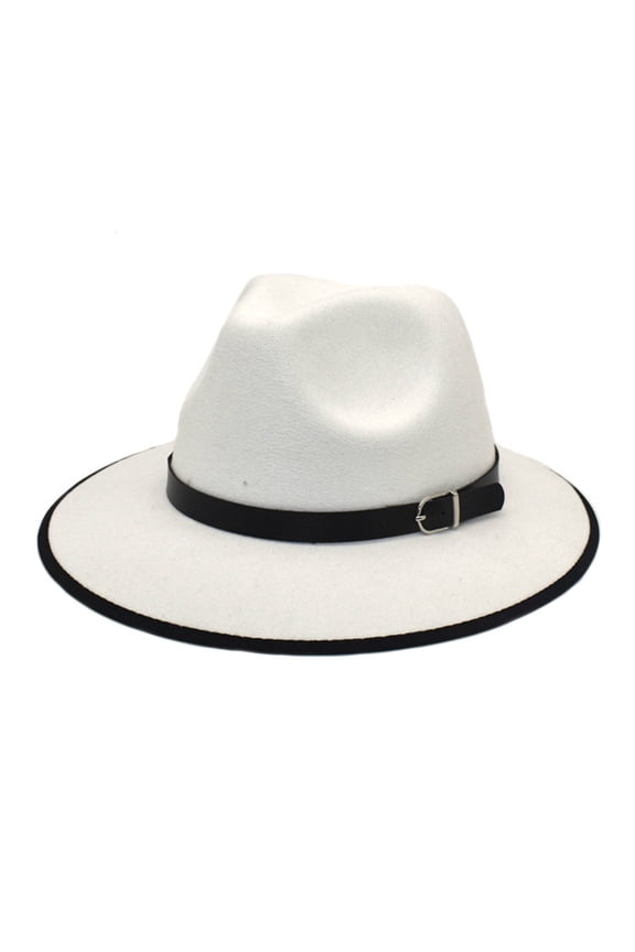 Fedora Hats for Men Visor Hats Woolen Top Hat Jazz Hat Retro Black Edging Woolen Hat Flat Brim Sunshade Big Brim Hat Summer Hats Western Hat White One Size