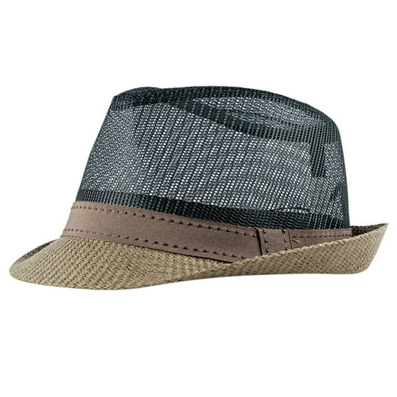 IDALL Fedora Hats Party Hats Unisex Summer Cool Elegant Trilby Hat & Stylish Hollow Beach Hat Visor Hats Hats for Men Coffee One Size
