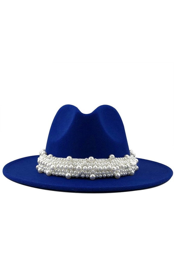 Fedora Hats for Men Wide Brim Hats Wide Brim Fedora Hats for Women Men Two Tone Dress Hat Felt Panama Hat Sun Hats Blue M(Clearance Sales)