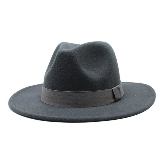 IDALL Fedora Hats for Men Wide Brim Hats Wide Brim Fedora Hats for Women Men Two Tone Dress Hat Felt Panama Hat Sun Hats Gray M(Clearance Sales)