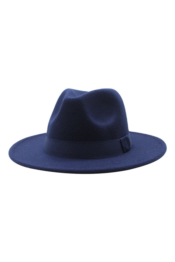Fedora Hats for Men Wide Brim Hats Wide Brim Fedora Hats for Women Men Two Tone Dress Hat Felt Panama Hat Sun Hats Navy M(Clearance Sales)