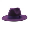 thumbnail image 1 of IDALL Fedora Hats for Men Wide Brim Hats Wide Brim Fedora Hats for Women Men Two Tone Dress Hat Felt Panama Hat Sun Hats Purple M(Clearance Sales), 1 of 4