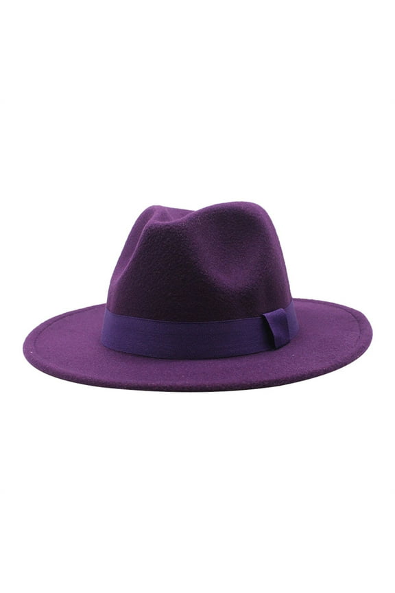 Fedora Hats for Men Wide Brim Hats Wide Brim Fedora Hats for Women Men Two Tone Dress Hat Felt Panama Hat Sun Hats Purple M(Clearance Sales)