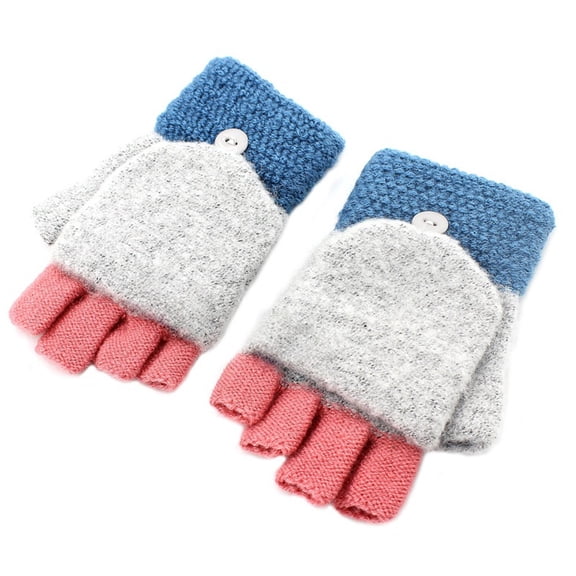 IDALL Fingerless Gloves, Winter Thermal Mittens Touch Screen Knit Half Finger - Men Women Gray One Size