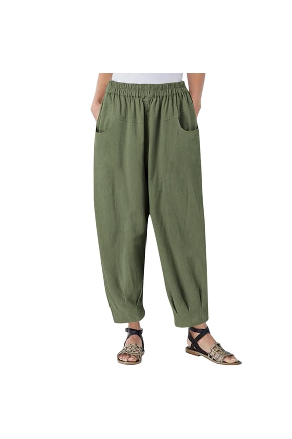 Flowy Pants for Women Culottes for Women Athletic Soft Joggers Capris Drawstring with Pockets Flowy Pants for Women Petite Pull On for Women Summer Beach Pant Long Lounge Pant Green S-2XL