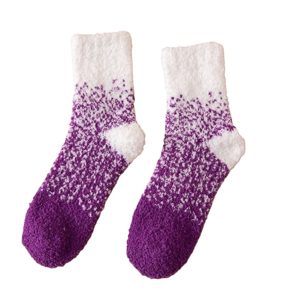 IDALL Fuzzy Socks with Grips Plush Sleep Cozy Winter Soft Hospital Fluffy Socks Gifts for Womens Mens Gifts Purple One Size