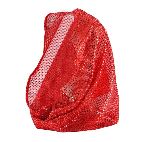 IDALL Glitter Hollow Out Hairbands Sequin Scarfs for Women Sparkly Hair Accessories Rhinestone Head Scarf Rave Gear Rhinestone Glitter Scarf Rave Accessories for Women Red One Size
