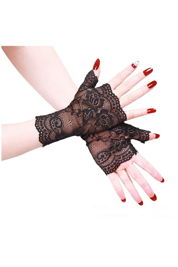 Gloves for Cold Weather,Fingerless Gloves Women Short Lace Gloves Half Finger Hole Invisible Masking Prom Gloves 1PC Winter Gloves,Gloves for Women Black