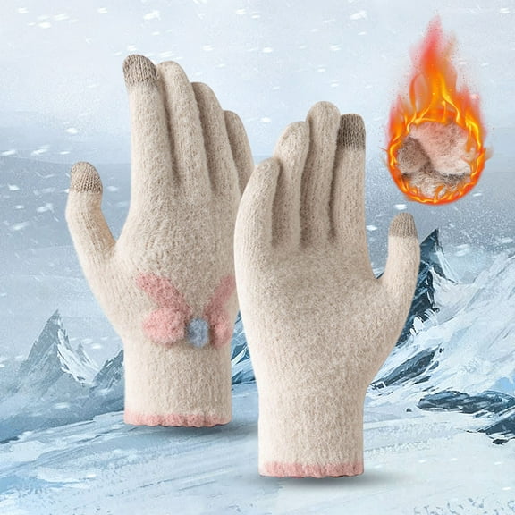IDALL Gloves for Cold Weather,Winter Gloves Women's Winter Warm Touching Screen Gloves Womens Thermal Cable Knit Glove For Cold Weather Gloves for Women,Cycling Gloves Beige