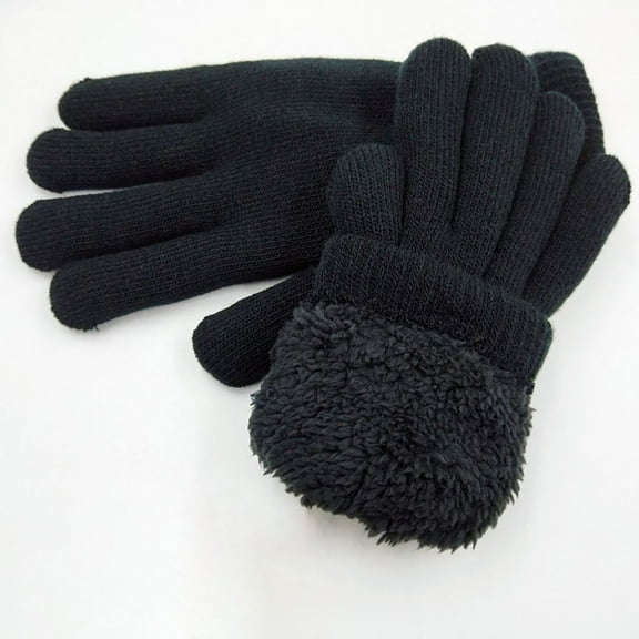 IDALL Gloves for Men,Gloves for Cold Weather Men's Woolen Gloves All Black Plus Velvet Cold Proof And Warm Outdoor Gloves Winter Gloves,Cycling Gloves Black